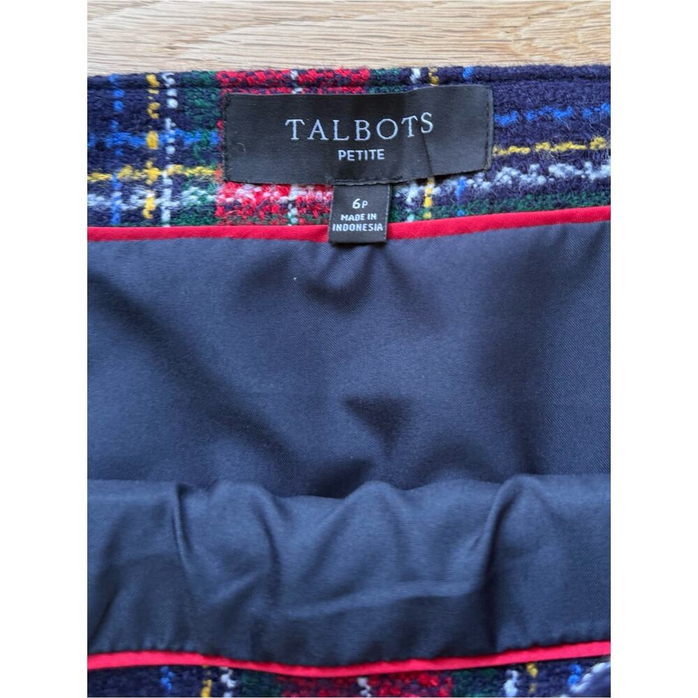 Talbots Petite Plaid A-Line Skirt Size 6P Red Blue Tartan NWOT - Picture 6 of 10
